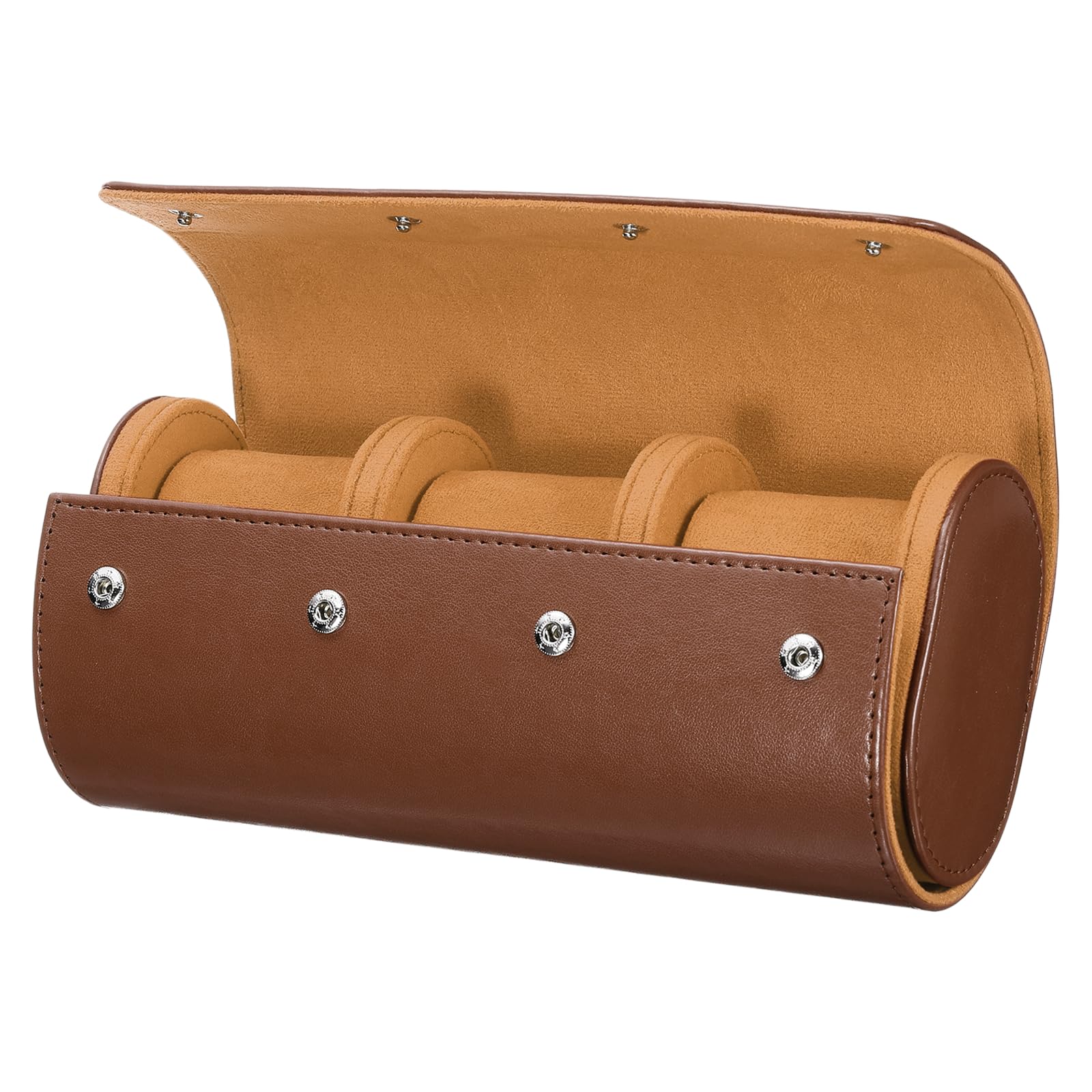 

uxcell Portable Leather Watch Case for Men and Women, 3-Slot Watch Roll Travel Case, Watch Storage Organizer with Travel Pillow, Display, Home
