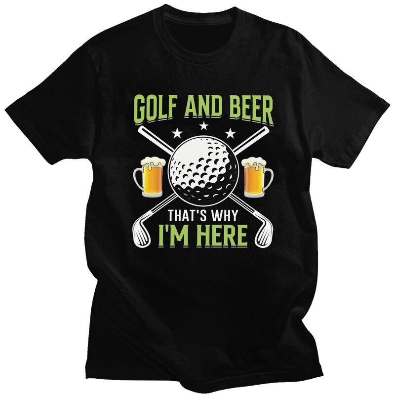 Custom Classic Golf And Beer T Shirts Men Tshirt Casual Tee Pure Cotton Slim Fit Tshirts Merch