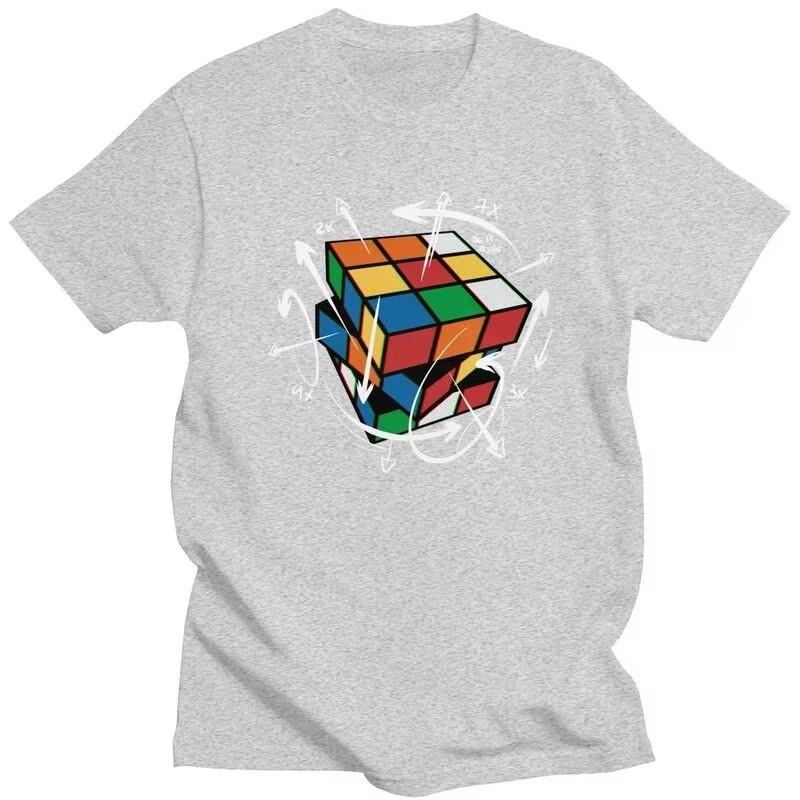 Rubik's Cube Math Formula Graphic Tee for Unisex Slim Fit Casual T-Shirt Geek Gift