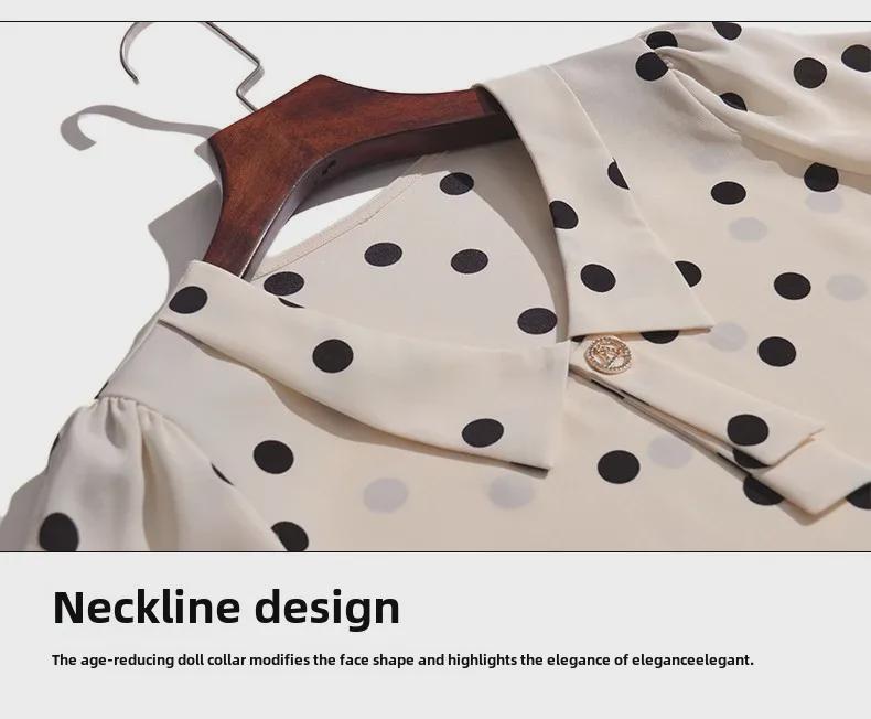 Women's Polka Dot Doll Collar Loose Tops - Summer 2023 Fashion
