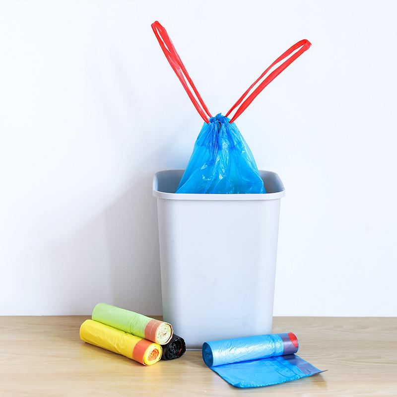 Automatic Drawstring Garbage Bag Household Kitchen Portable Thickened Disposable Black Large Plastic Bag