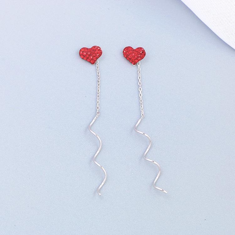 Love Spiral Fringed Fairy Niche Earrings Female Korean Version New Ins Fashionable Heart-shaped Full Diamond Earrings
