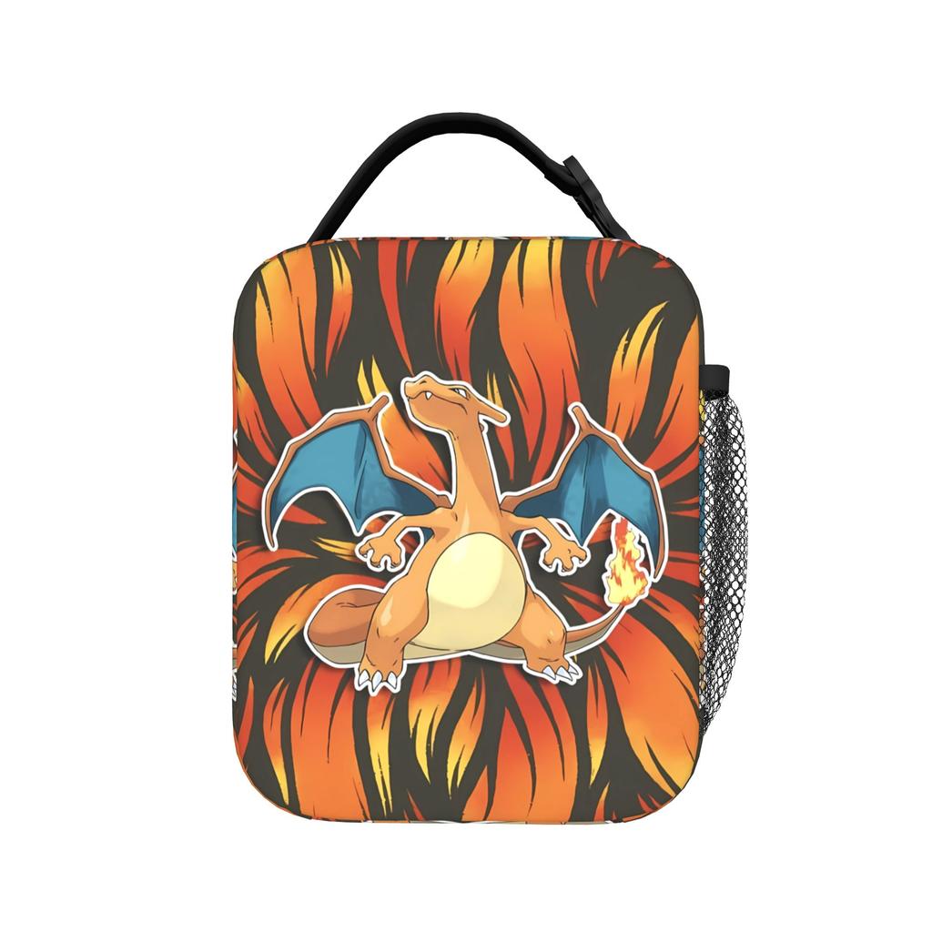 Charizard Simple Face Anime Lunch Bag For Child Print Outdoor Picnic Lunch Box Casual Convenient Oxford Cooler Bag
