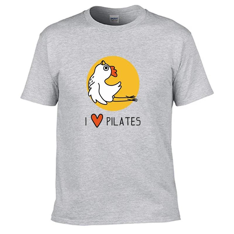 I LOVE PILATES Falling Chicken Printed T-shirt Men Women T-shirts Summer Cotton Tops Cotton Loose Street Hip Hop T-Shirts