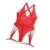 European & American Fishnet Striped Garter Bodysuit - Sexy Lingerie Set