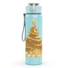 1PC Golden Glitter Christmas Tree Print 750ml Color Plastic Sports Water Bottle Leakproof Flip Straw Lid Suitable for Sports Office Home Use