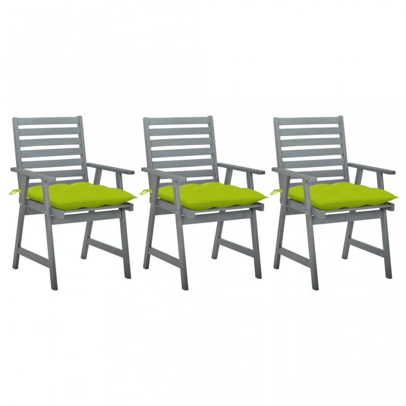 Day and Night - Day and Night Garden Dining Chairs 3 Units Solid Acacia Wood and Cushions
