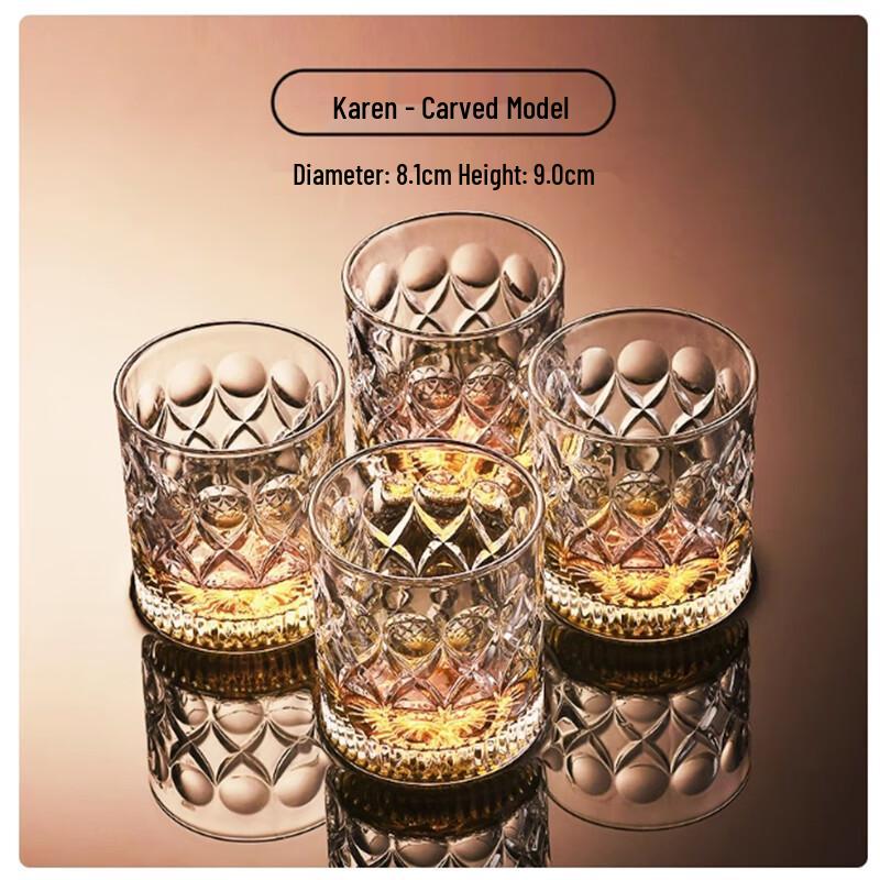 European Carved Whiskey Glass Set