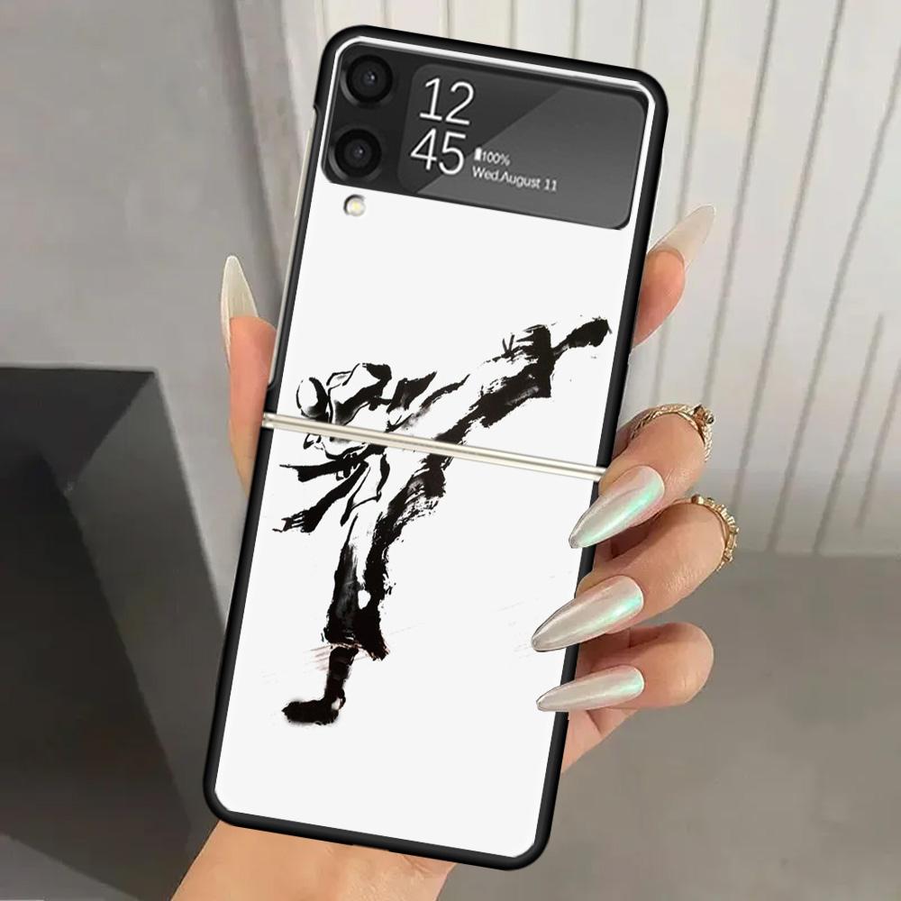 

Oyama Kyokushin Karate Hard PC Phone Case For Samsung Galaxy Z Flip 7 6 5 4 3 Black ZFlip7 ZFlip6 Flip5 Flip4 Flip3 5G Print Cov Samsung Z Flip 5