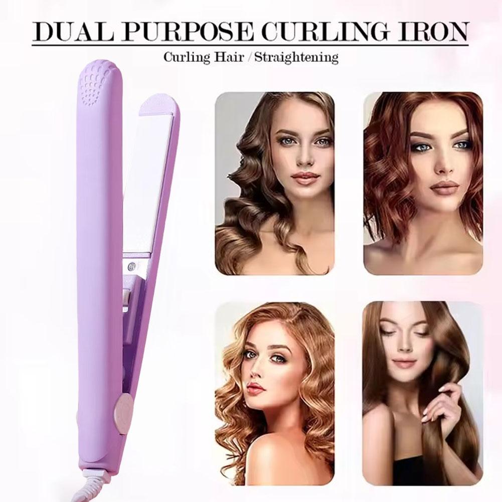 Hair Straightener Curling 2 in 1 Multi-function Styling Tool Quick Heating Ceramic Plate Non-damaging Design Bangs Clip