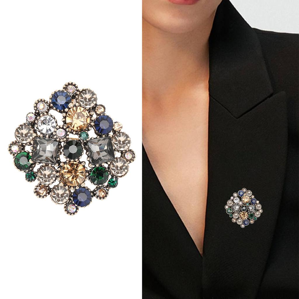 Vintage Rhinestone Brooch Versatile Fashion Collar Pin Fixed Clothes Cardigan Shawl Silk Scarf Buckle Multifunctional Clothing