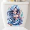 Playful Mermaid and Coral Toilet Seat Sticker Waterproof Self-Adhesive Removable Decal for Bathroom WC Decoration