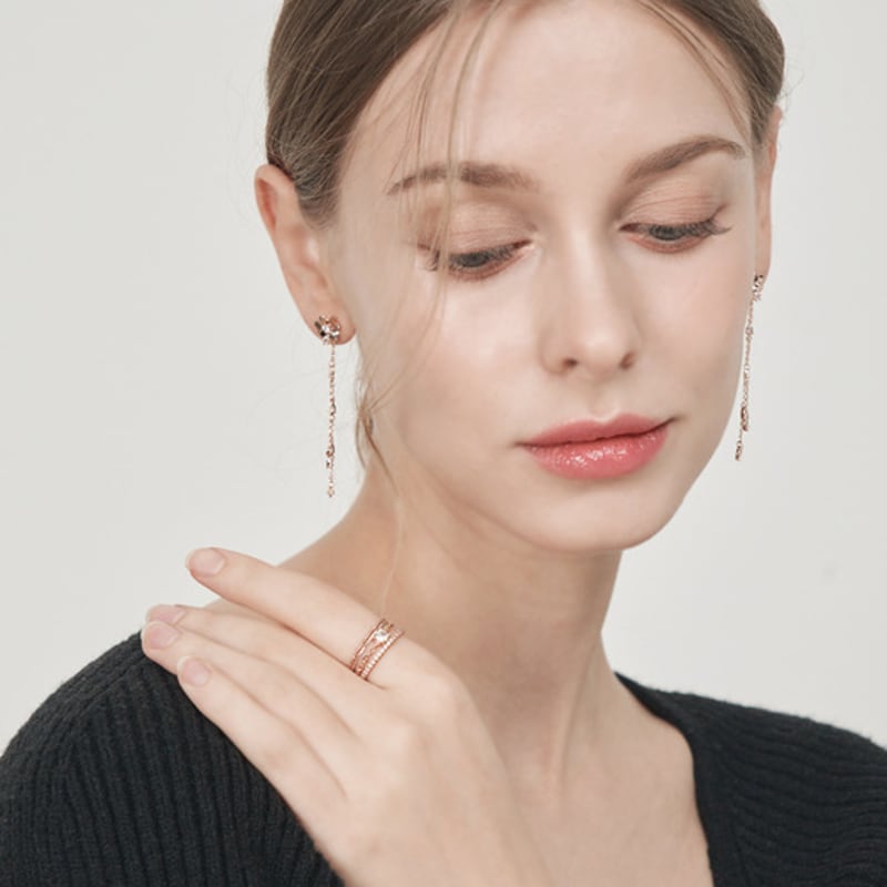 ELLE Jewelry Cubic Point 4-Piece Layered Ring ELBRWR128