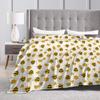 Bee in honeycomb and flowers Super Warm Blanket  Travel Plush Throw Blanket Pattern Outdoor Flannel Bedspread Sofa Bed Cover