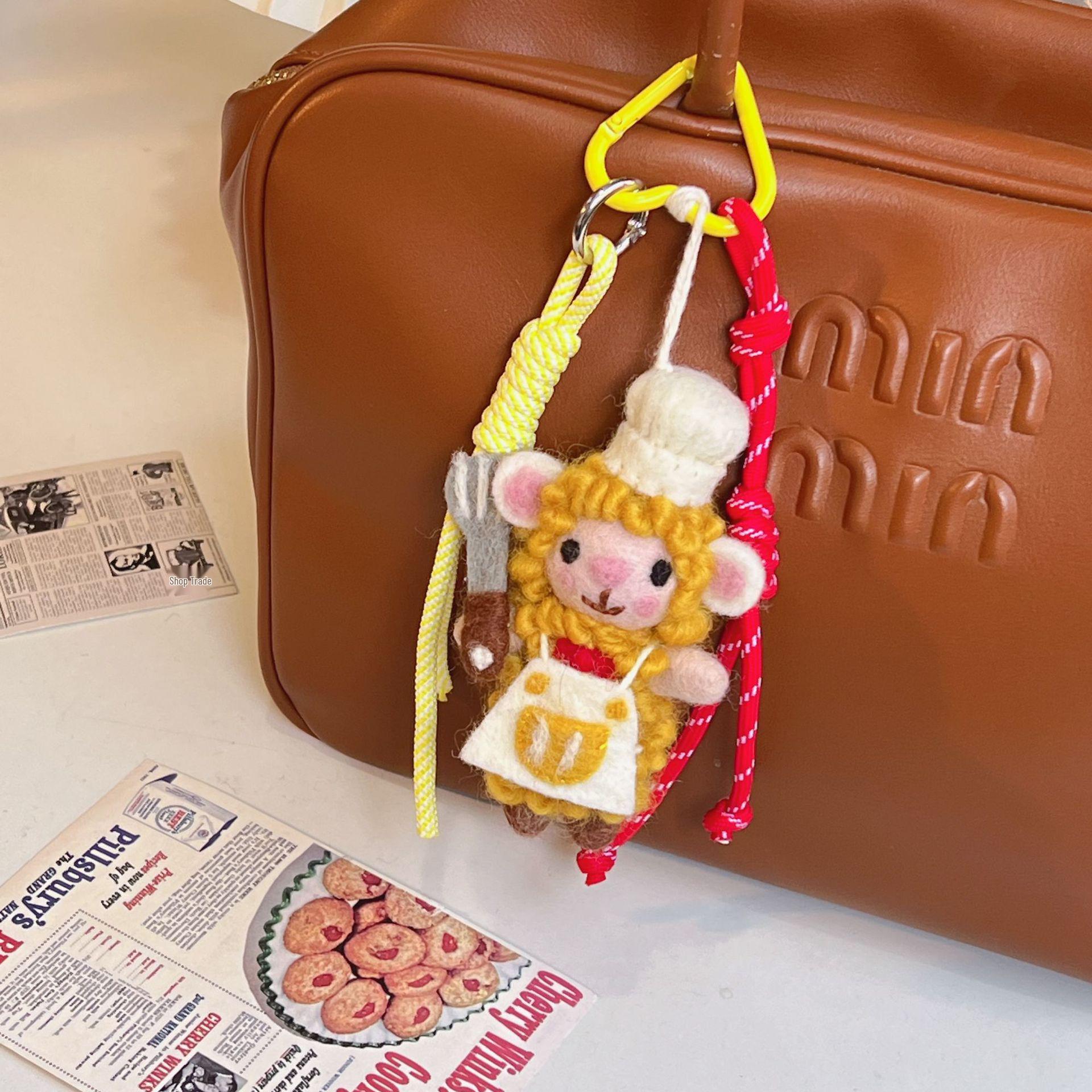 Handmade Wool Felt Sheep Keychain - Cute, Fluffy Pendant & High-Value Bag Charm Accessories