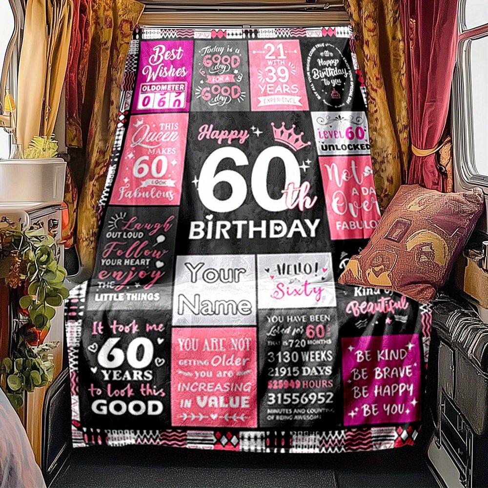 Happy 60Th Birthday Queen Blanket Personalized Name Soft Comfortable Stylish Blanket Car Blanket Perfect For Travel Camping Outdoor Home Suitable For