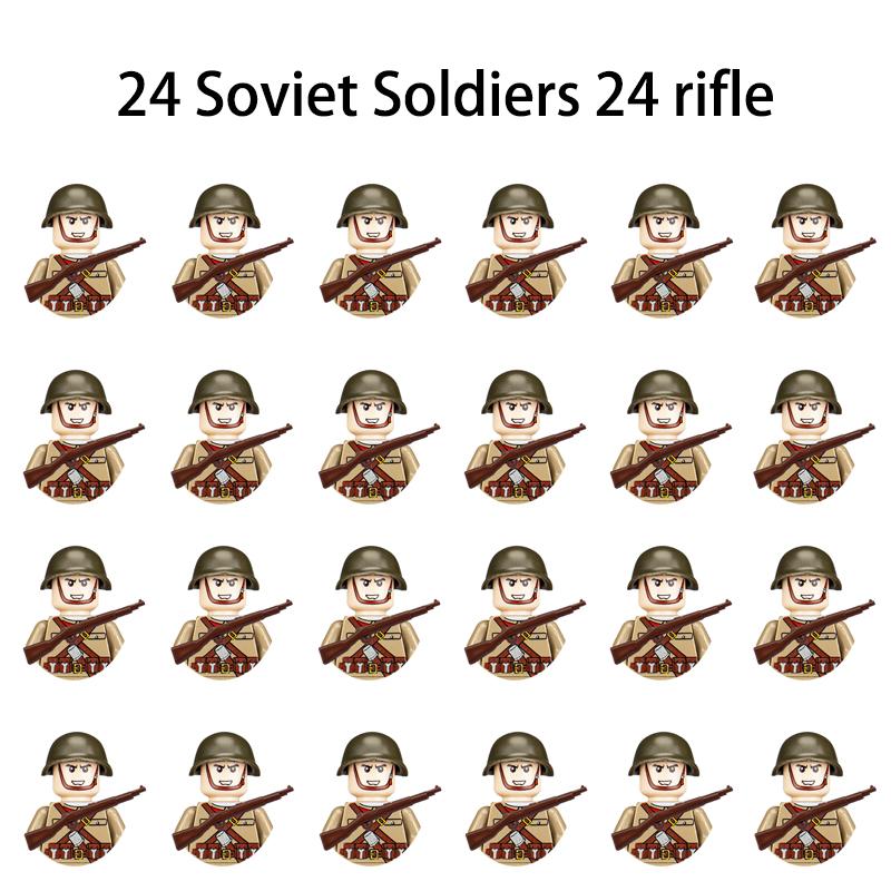 Non-Toxic 24Pcs Military Figure Ww2 Military Product Soldier Figure Building Blocks Children'S Holiday Gift Toys Gifts Funny