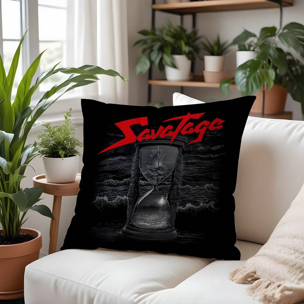 

S-SavatageS Rock Band Pillow Case Plush Fabric Soft Pillowcase Double Sided Print Cushion Cover Household Gifts 20x20Inch