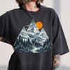 Mountain Forest Lake Shirt, Vintage Sun Graphic Tee, Pine Tree Nature Top, Outdoor Adventure Gift