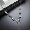 Unisex Hip Hop Butterfly Pearl Necklace - High-End Clavicle Chain with Unique Design