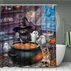 Glückliche Halloween Duschvorhang Set 3D Druck Wasserdicht Polyester Stoff Badezimmer Vorhang Haus Badezimmer Halloween Dekoration Mit 12 Haken