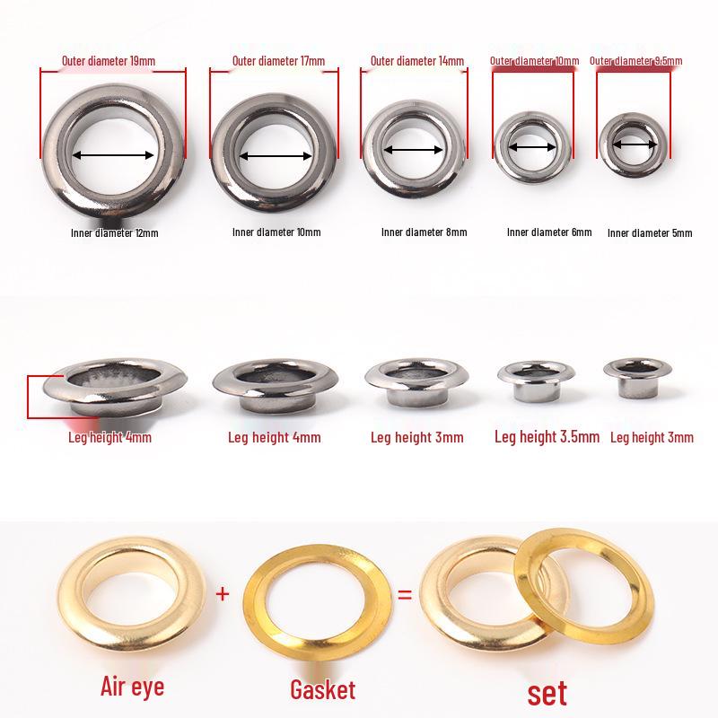 Ösenknöpfe Metallzubehör für Gepäck, Bekleidung, Gürtel, Schuhe und Anhänger.