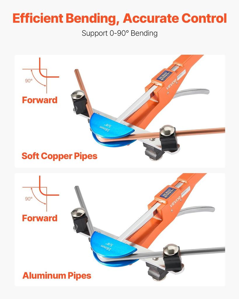 Rohrbieger-Set, 6 mm bis 22 mm, Kompakter Ratschen-Rohrbieger, Ratschen-Handbiegewerkzeug, mit 7 farbigen Aluminiumlegierungs-Formeinsätzen, HVAC-Werkzeuge, für