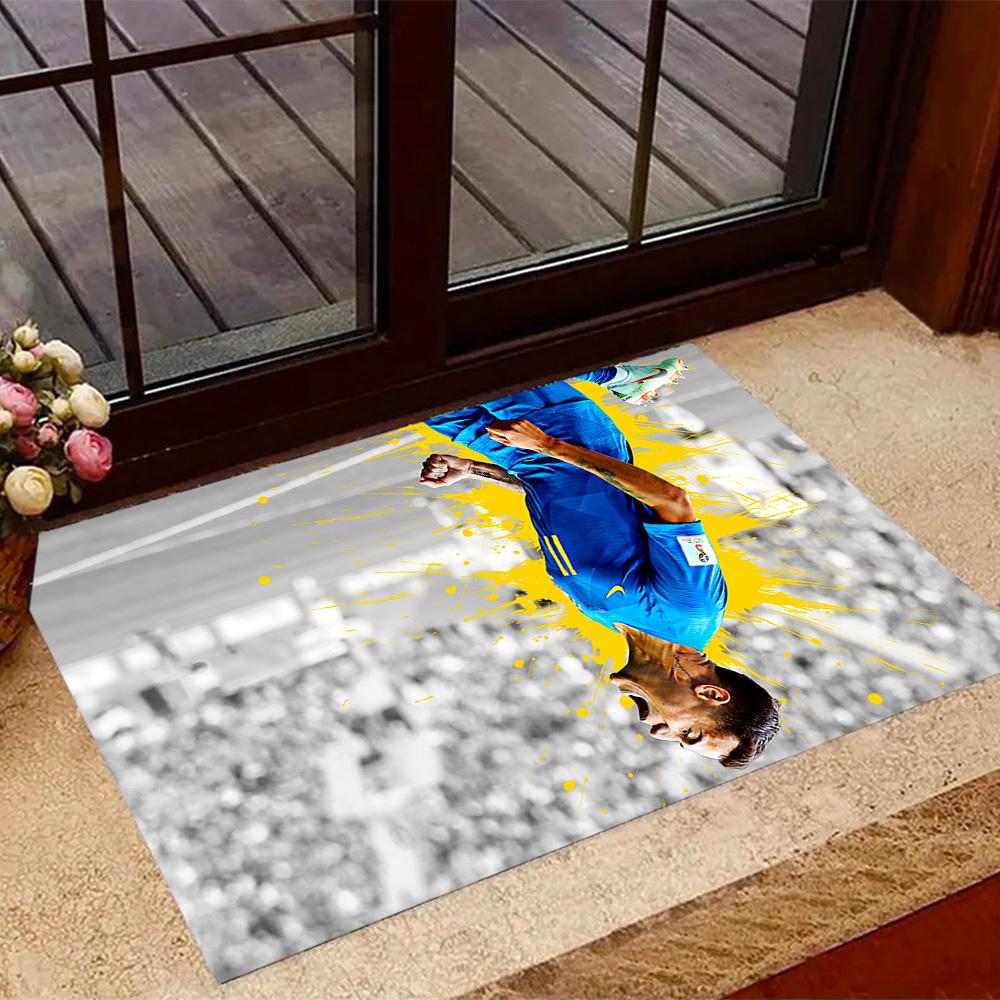 Brazilian Soccer Player Action. Carpet Perfect for Dormitory Kitchen Balcony Foyer Anti-slip Rug Decorate Offices Perfect Birthday/Christmas Gift Idea