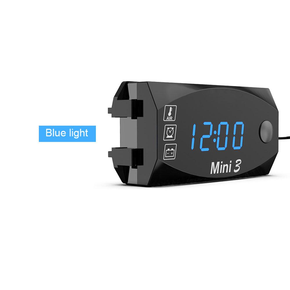 Motorcycle 3 In 1 Voltage/Time/Temperature Electronic Meter LED Display Motorcycle Modification Waterproof Digital Display Meter