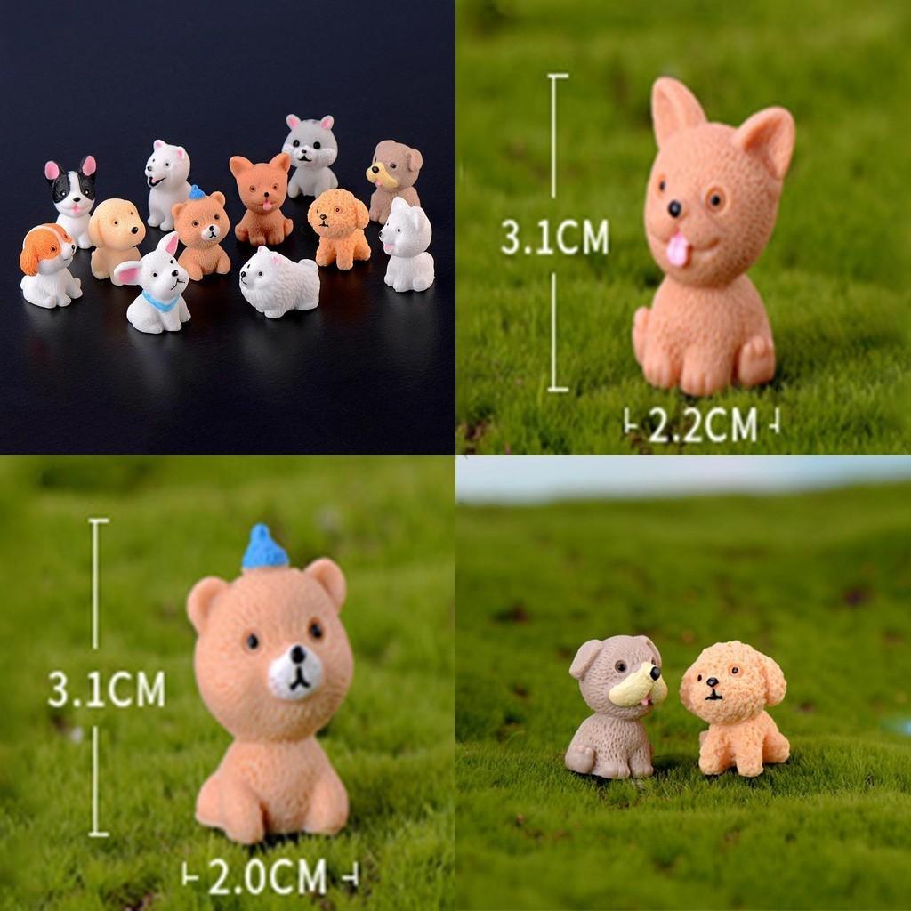 Cute Mini Resin Dog Dolls 12 Style Handicraft Ornaments Ideal For Micro Landscape Decor