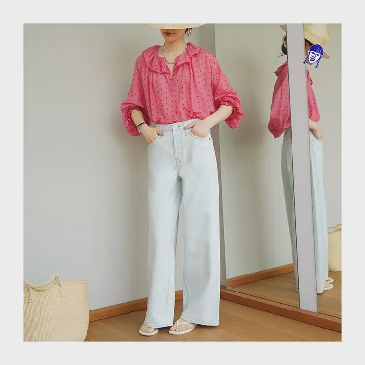 Yilu Peach Pink French Blouse: Summer Vacation Light Long-Sleeved Sunscreen Shirt for Women