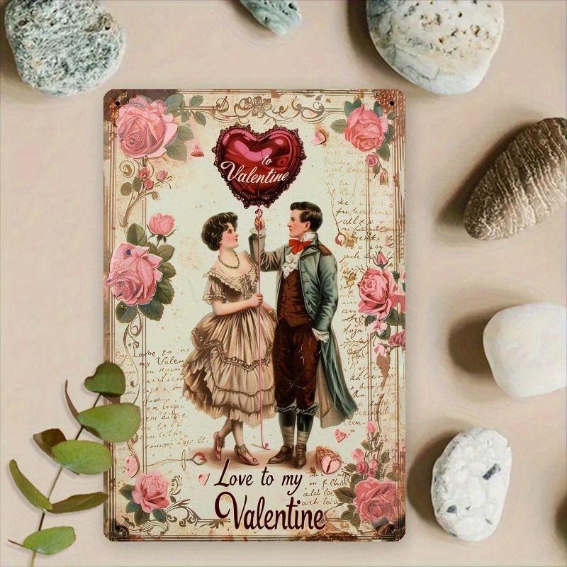 

Vintage Valentine s Day Metal Decorative Painting Gift for Couples Bedroom Living Room Cafe