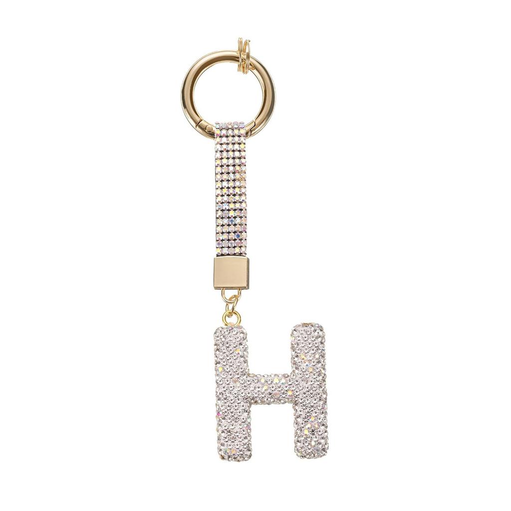Personalized Alphabet Keychain with Sparkling Rhinestones Durable Alloy Jewelry Accessory for Fashionable Daily Use