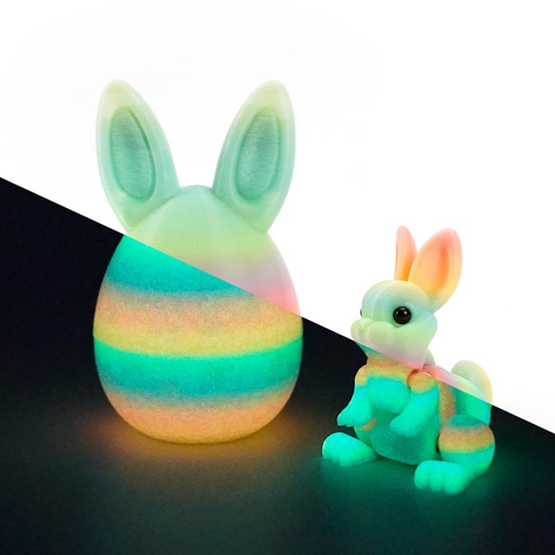 

2pc/Set 3D Printed Cute Bunny Eggs Ornament Animal Model Easter Rabbit Home Desktop Ornament Happy Easter Party Gift for Kids
