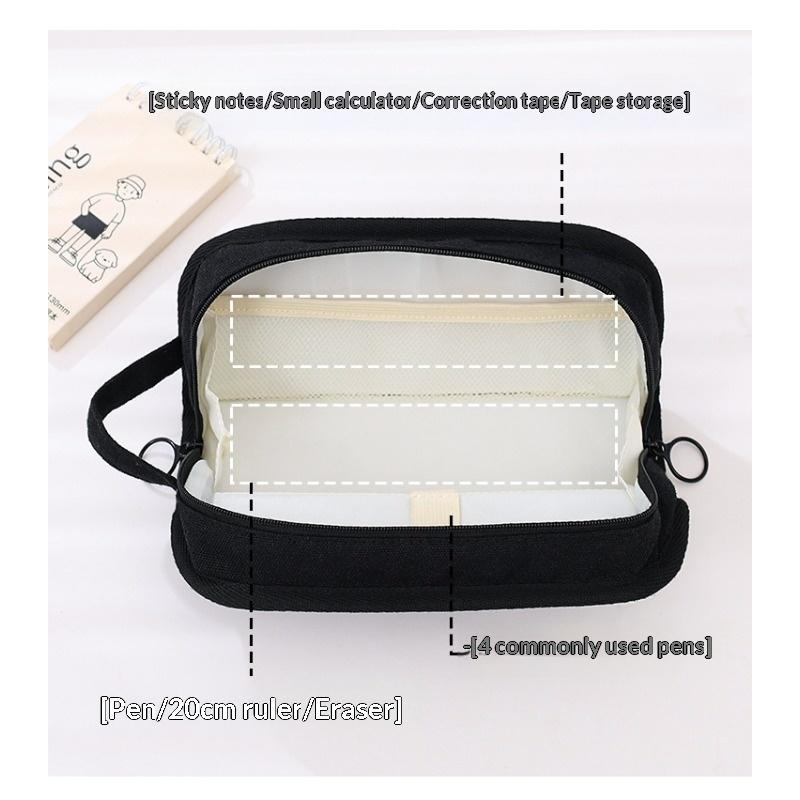 Large Capacity Pencil Case, Korean Style, Multi-functional Stationery Box, Children's Canvas, Simple and High-value.