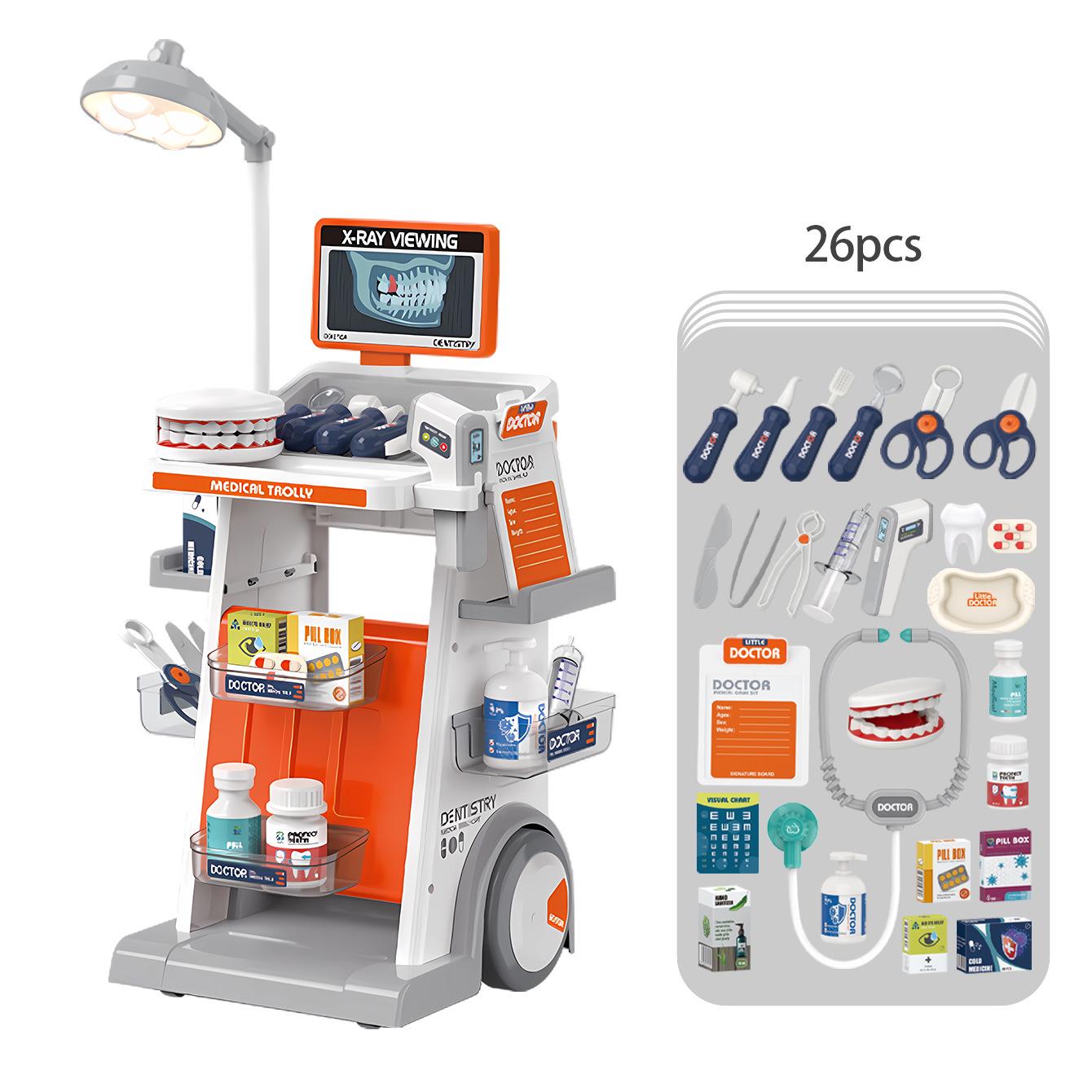 European & American Children s Dental Medical Cart Playset - Educational Role-Playing Doctor Set