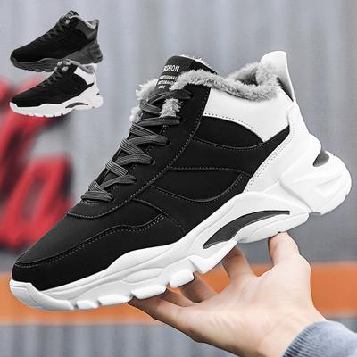 2023 Zapatos deportivos informales antideslizantes y cómodos con forro de felpa cálido de invierno para hombre