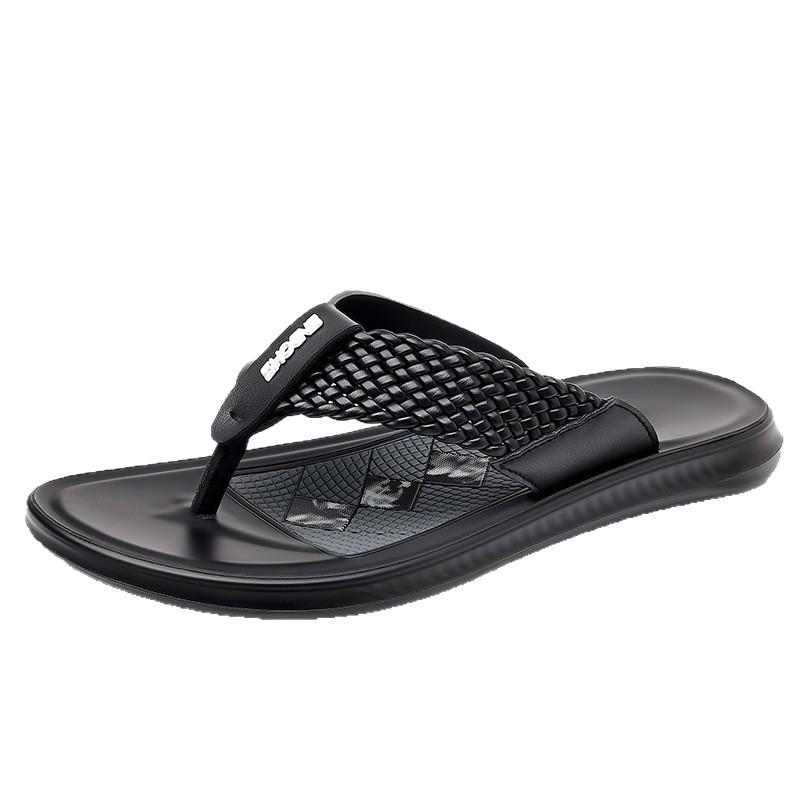 Premium leather flip-flops casual summer new soft bottom indoor home bathing non-slip sandals