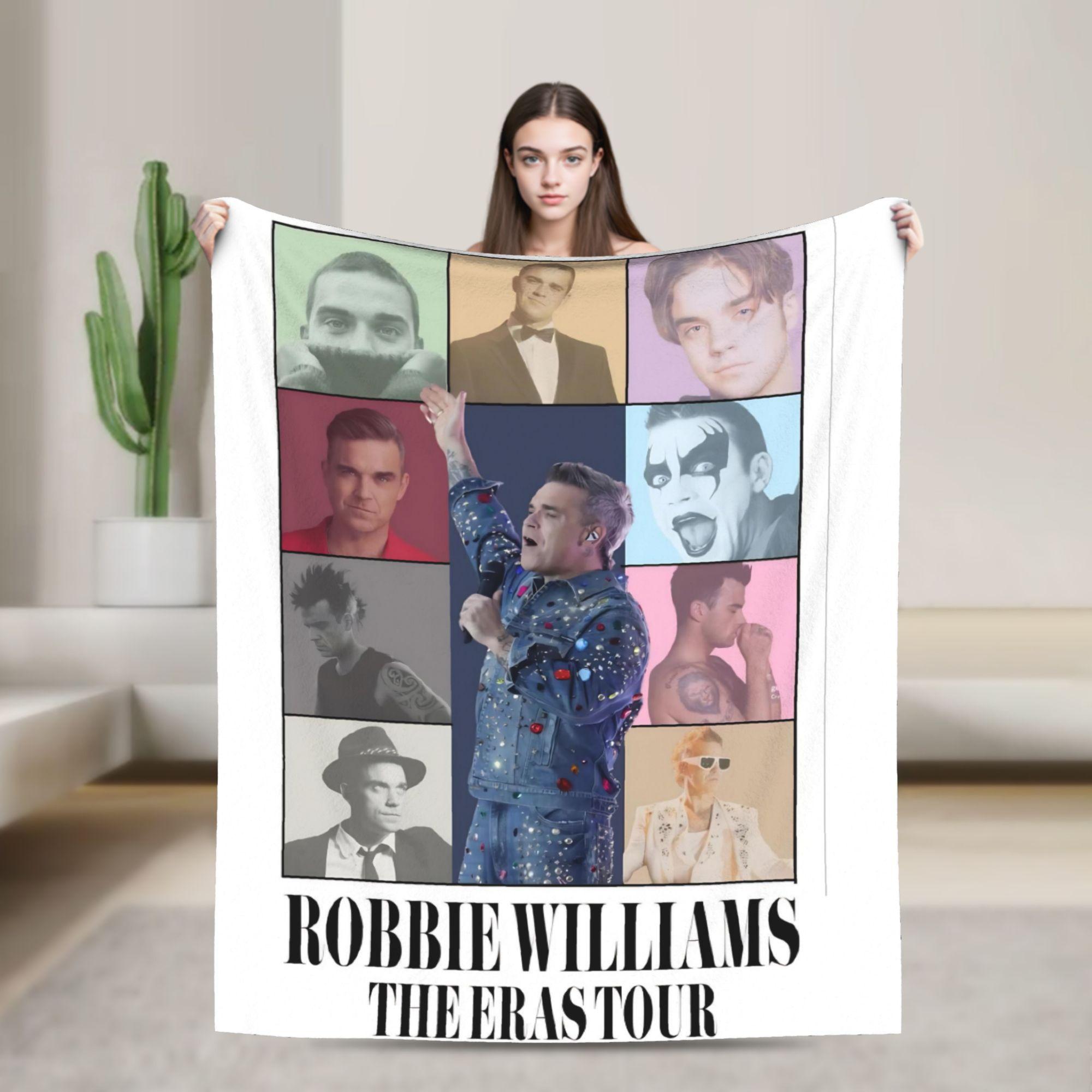 Robbie Williams Tour Warm Blankets  Travel Office Plush Throw Blanket Novelty Couch Chair Flannel Bedspread Sofa Bed Cover 30x40in