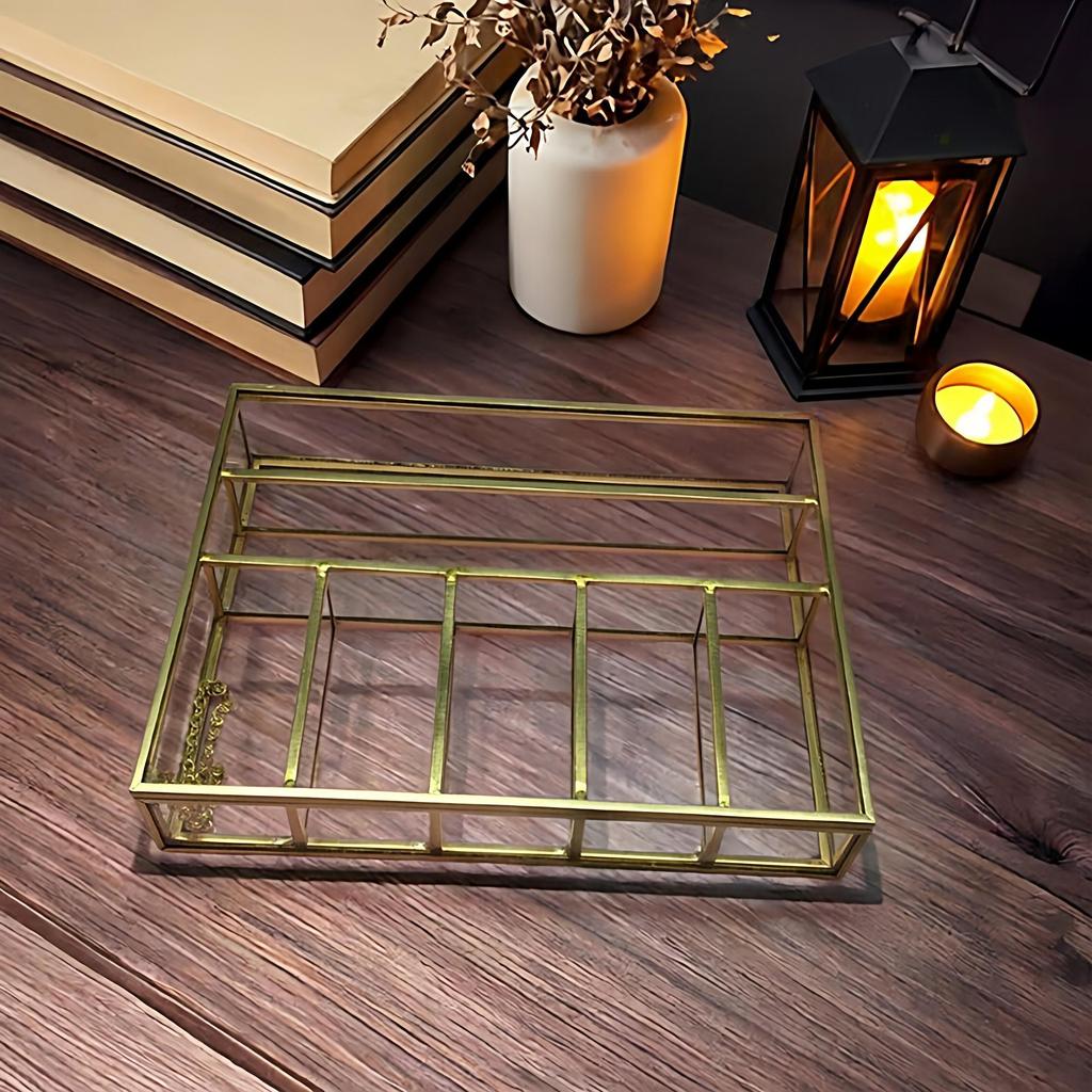 Metal Tray Storage Box for Gold Ornaments: Lipstick, Rings, Earrings, Necklaces, Eyebrow Pencils - Perfect Girlfriend Gift