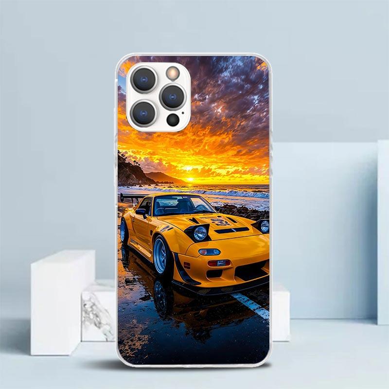 JDM Car RX7 Cool Soft Cover for iPhone 16 17 Air 15 14 Pro Max 16E Phone Case 13 Mini 12 11 7 SE 8 Print Pattern Fit Cases 16 17