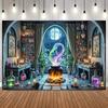 Halloween Theme Photography Background Full Moon Magic Potions Witch Kids Family Party Deco Banner Supplies Photo Backdrop9