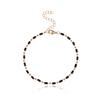 Europe, America, Fashionable and Simple Single-layer Handmade Chain Anklet Women, Black Glass Long Bead Beach Anklet
