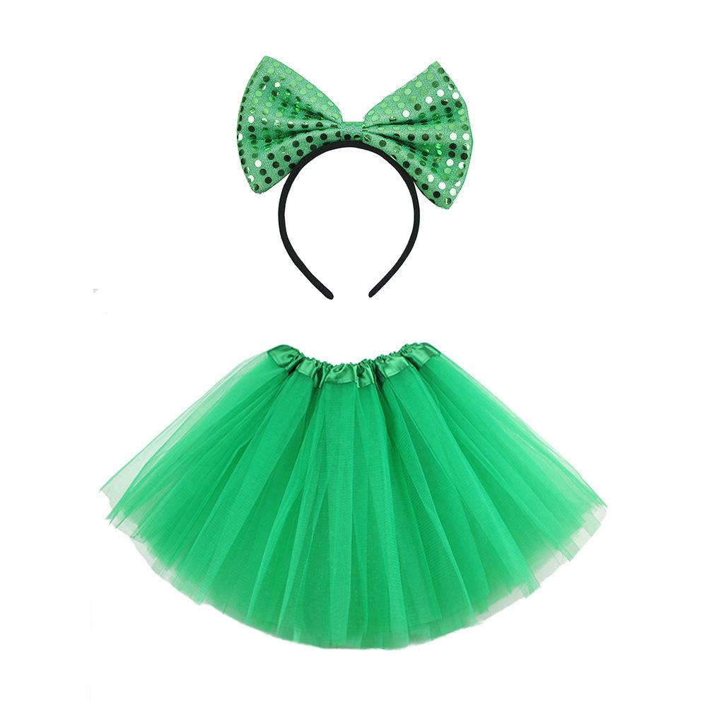 Stpatricks Day Lucky Green Clover Adult Sequin Yarn Short Skirt Hoop Festival