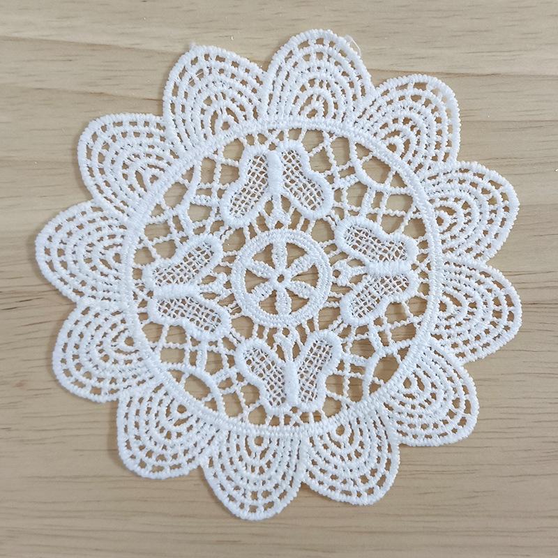 White Vintage Water-soluble Lace Small Coaster Cloth Sticker Clothes Decoration Patch Sticker DIY Hollow Embroidery Fabric Patch Accessories