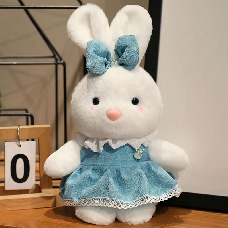 25CM Lovers Elephant Wear Dress Rabbit Plush Toys Kawaii Stuffed Animal Soft Appease Accompany Doll A Pair Valentine's Day Gifts