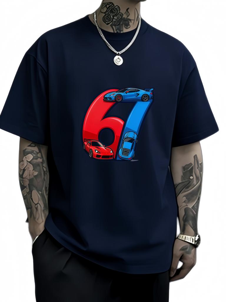 Mens Fashion Footballstyle Size 67 Highquality Loose Outdoor Casual Roundneck Top