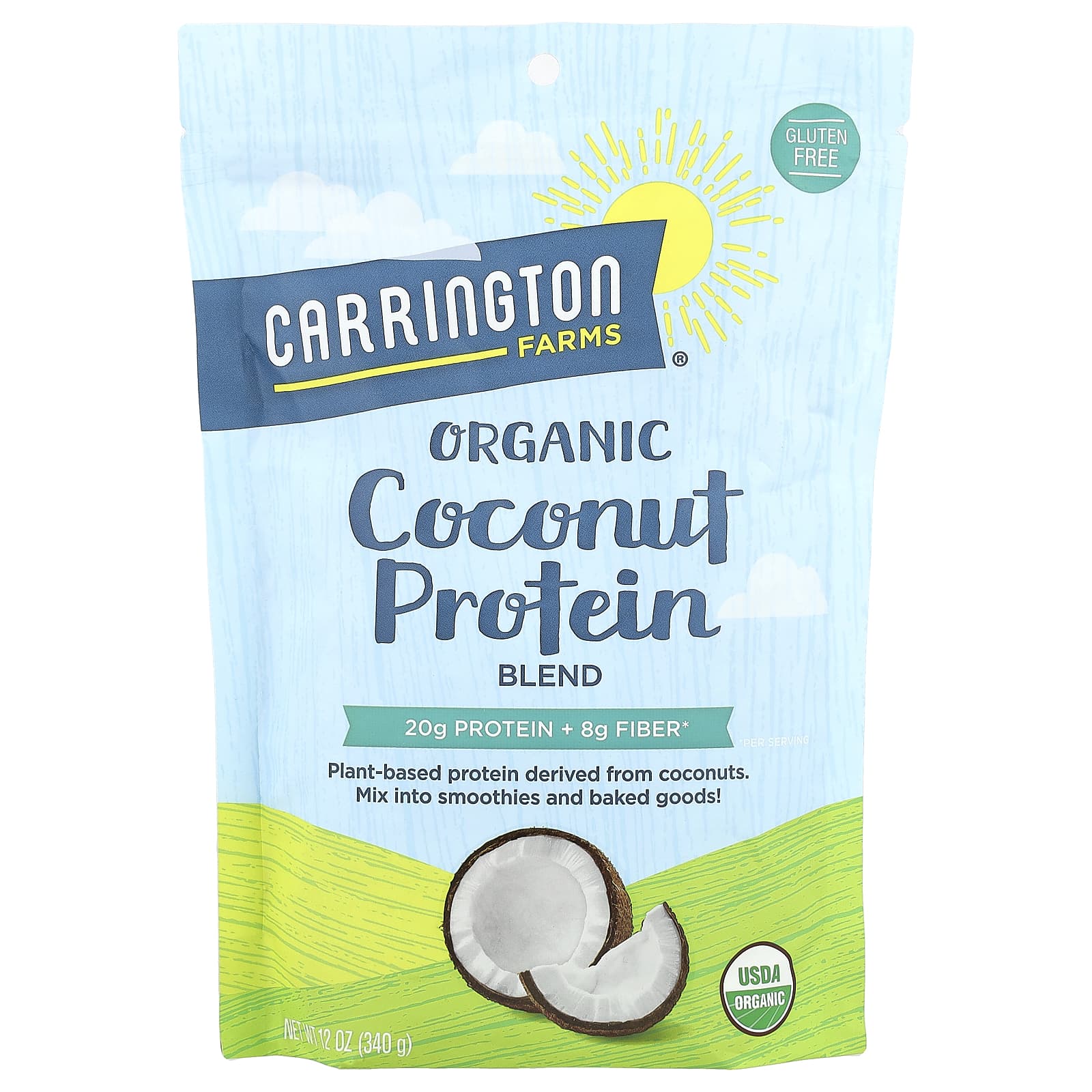 

Carrington Farms, Organic Coconut Protein Blend, 12 oz (340 g)