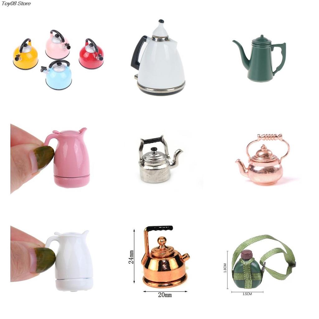 1/6 Dollhouse Miniature Cute Big Belly Kettle Simulation Furniture Tea Pot Kitchen Model Toy For Doll House Diy Life Scene Decor