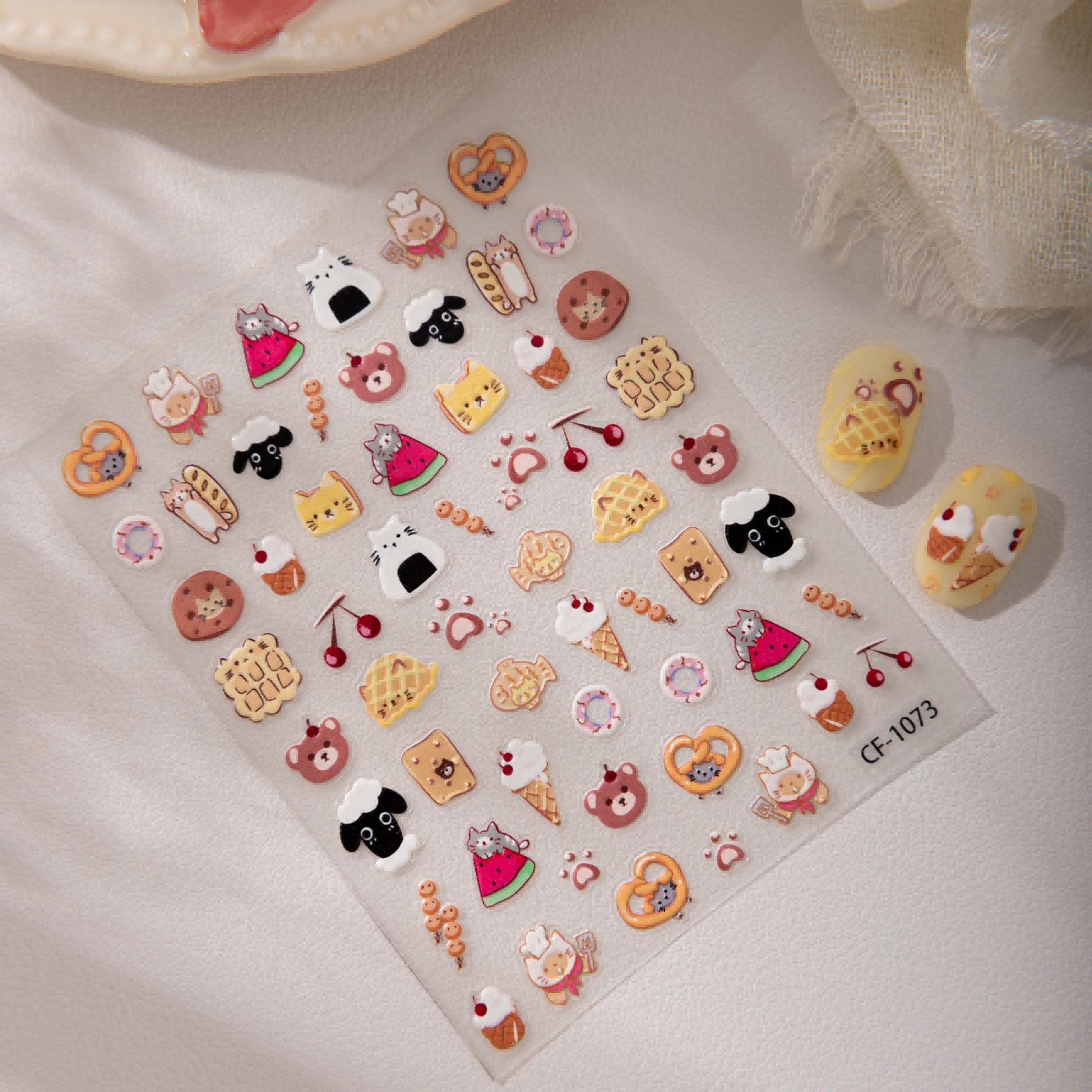 Cyansea 3D Cartoon Dessert Kitten & Lamb Nail Art & Phone Stickers CF-1073